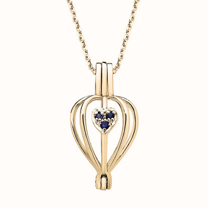 14 ayar altın safir taşlı istiridye inci kolye