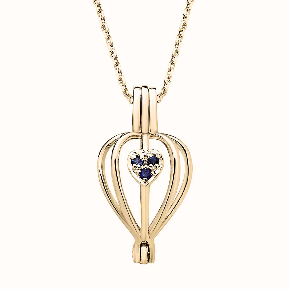 14 ayar altın safir taşlı istiridye inci kolye