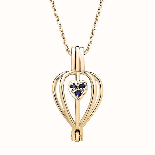 14 ayar altın safir taşlı istiridye inci kolye