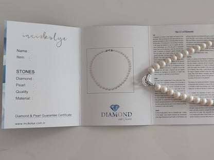 14K Altın İnci Kolye 8mm Hermias