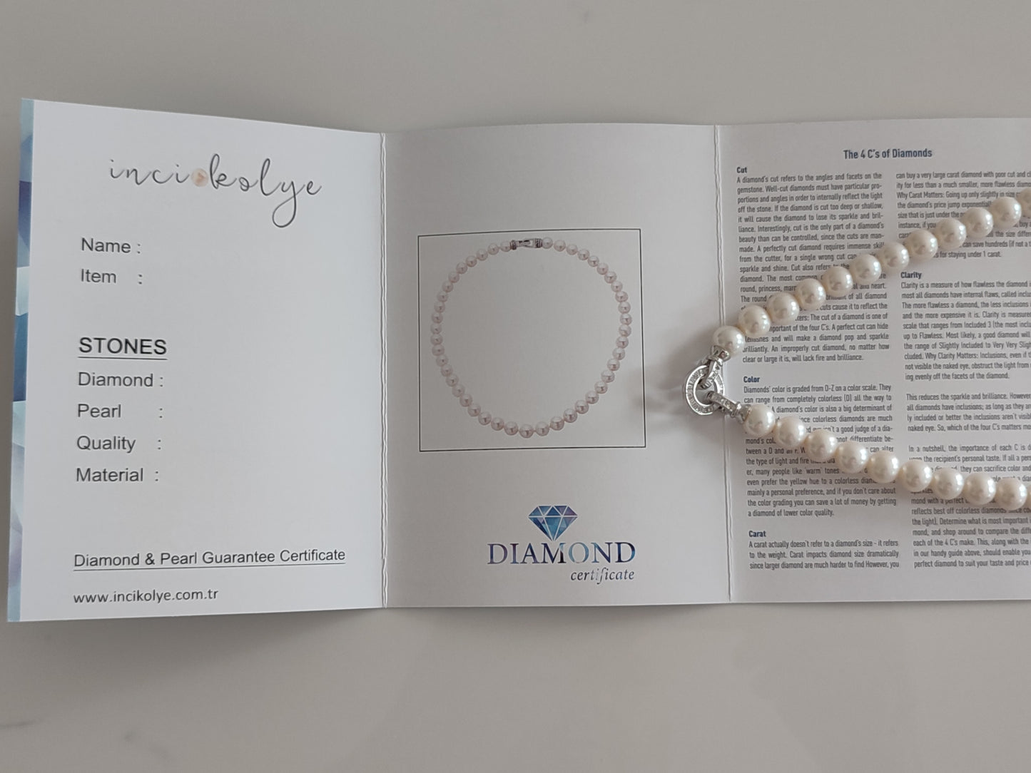 14K Altın İnci Kolye 8mm Hermias